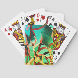 素朴な緑とアクアマリンの上に茶色の縞 トランプ