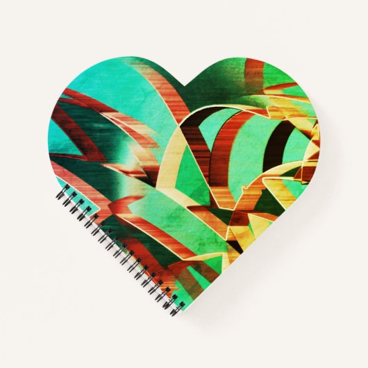 素朴な緑とアクアマリンの上に茶色の縞 ノートブック (正面)