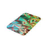 素朴な緑とアクアマリンの上に茶色の縞 バスマット (アングル)