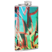 素朴な緑とアクアマリンの上に茶色の縞 フラスク (右)