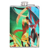 素朴な緑とアクアマリンの上に茶色の縞 フラスク (裏面)