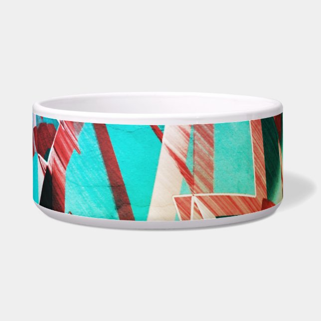 素朴な緑とアクアマリンの上に茶色の縞 ボウル (左)