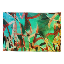 素朴な緑とアクアマリンの上に茶色の縞 枕カバー