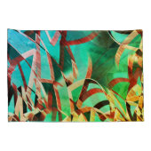 素朴な緑とアクアマリンの上に茶色の縞 枕カバー (裏面-右)