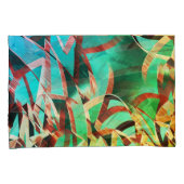 素朴な緑とアクアマリンの上に茶色の縞 枕カバー (正面右)