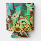 素朴な緑とアクアマリンの上に茶色の縞 缶クーラー (正面)