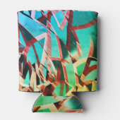 素朴な緑とアクアマリンの上に茶色の縞 缶クーラー (裏面)