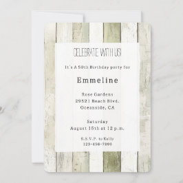 素朴な緑と白の偽木の誕生日 招待状