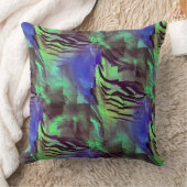 素朴な緑と青の抽象芸術モザイクスケッチ クッション (ブランケット)