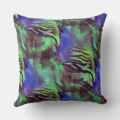 素朴な緑と青の抽象芸術モザイクスケッチ クッション (裏面)