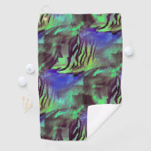 素朴な緑と青の抽象芸術モザイクスケッチ ゴルフタオル (インサイチュ)