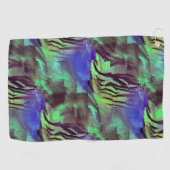 素朴な緑と青の抽象芸術モザイクスケッチ ゴルフタオル (横)