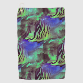 素朴な緑と青の抽象芸術モザイクスケッチ ゴルフタオル