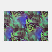 素朴な緑と青の抽象芸術モザイクスケッチ ドアマット (正面)