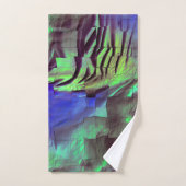 素朴な緑と青の抽象芸術モザイクスケッチ バスタオルセット (ハンドタオル)