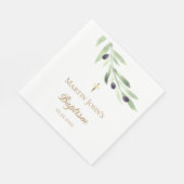 素朴な緑のオリーブ枝バプテスマ スタンダードランチョンナプキン (角)