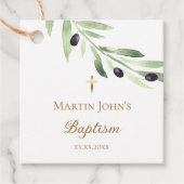 素朴な緑のオリーブ枝バプテスマ フェイバータグ (正面)