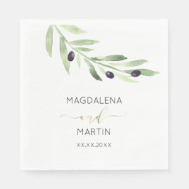 素朴な緑のオリーブ結婚ブランチ スタンダードランチョンナプキン