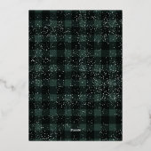 素朴な緑のチェック柄のフリース ミスティル 雪の3枚の写真 箔シーズンカード (裏面)