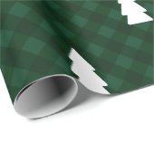 素朴な緑のバッファローの点検及び白い木 ラッピングペーパー (ロールコーナー)