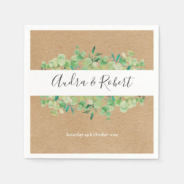 素朴な緑のユーカリのガーランドの結婚式 スタンダードカクテルナプキン