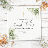 素朴な緑の優雅な初めての聖体拝領 スタンダードカクテルナプキン