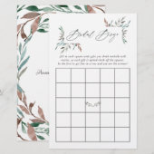 素朴な緑の冬のブライダルシャワー ビンゴ (正面/裏面)