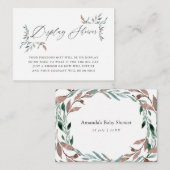 素朴な緑の冬のベイビーシャワーディスプレイ シャワー エンクロージャーカード (正面/裏面)