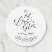 素朴な緑の書道モダン「愛を育て」 フェイバータグ (正面)