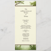 素朴な緑の木の枠結婚のメニュー プログラム (裏面)