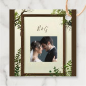 素朴な緑の木の枠結婚の フェイバータグ (裏面)