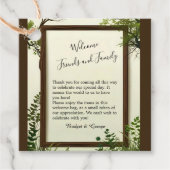 素朴な緑の木の枠結婚の フェイバータグ (正面)