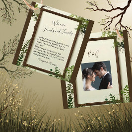 素朴な緑の木の枠結婚の フェイバータグ