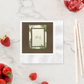 素朴な緑の木の枠結婚の 縁ありカクテルナプキン (インサイチュ)