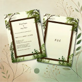 素朴な緑の木の枠結婚式招待状
