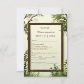 素朴な緑の木枠 出欠カード (正面)