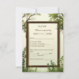 素朴な緑の木枠 出欠カード