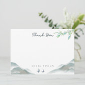 素朴な緑の水彩山の空白 サンキューカード (スタンド正面)