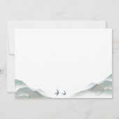 素朴な緑の水彩山の空白 サンキューカード (裏面)