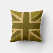 素朴な緑の英国国旗の旗 クッション (裏面)