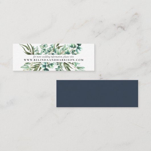 素朴な緑の草木のユーカリの結婚式のウェブサイト スキニー名刺 (正面/裏面)