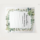 素朴な緑の葉っぱと多肉植物の花のゴールド タペストリー (正面(横))