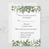 素朴な緑の葉のグリーン フラワー レスポンス カード (正面)