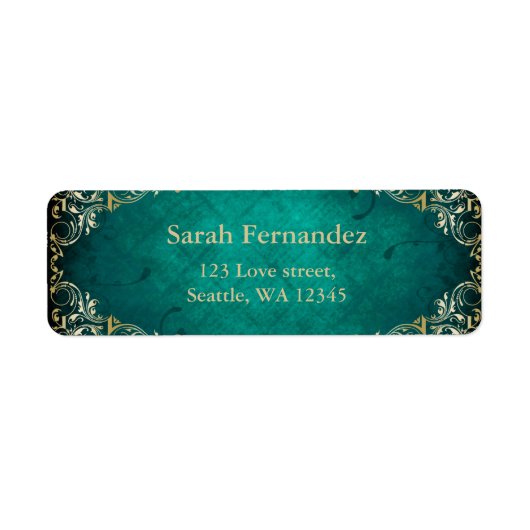 素朴な緑の金ゴールドフレームラベル ラベル (正面)