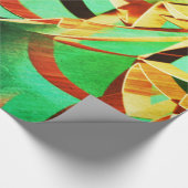 素朴な緑ストライプの背景に茶色のオレンジ色の色 ラッピングペーパー (角)