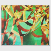 素朴な緑ストライプの背景に茶色のオレンジ色の色 ラッピングペーパー (フラット)