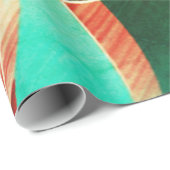素朴な緑ストライプの背景に茶色のオレンジ色の色 ラッピングペーパー (ロールコーナー)