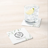 素朴な緑ミニマルのブランドのビジネスロゴ スクエアペーパーコースター (インサイチュ)