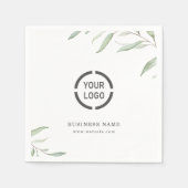 素朴な緑ミニマルのブランドのビジネスロゴ スタンダードカクテルナプキン (正面)