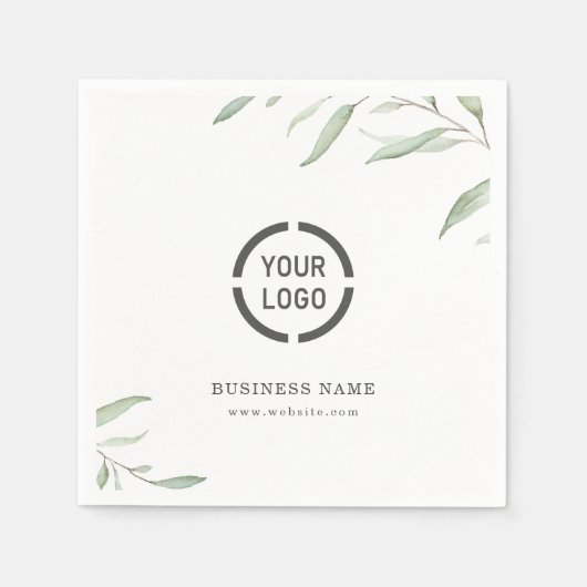 素朴な緑ミニマルのブランドのビジネスロゴ スタンダードカクテルナプキン (正面)